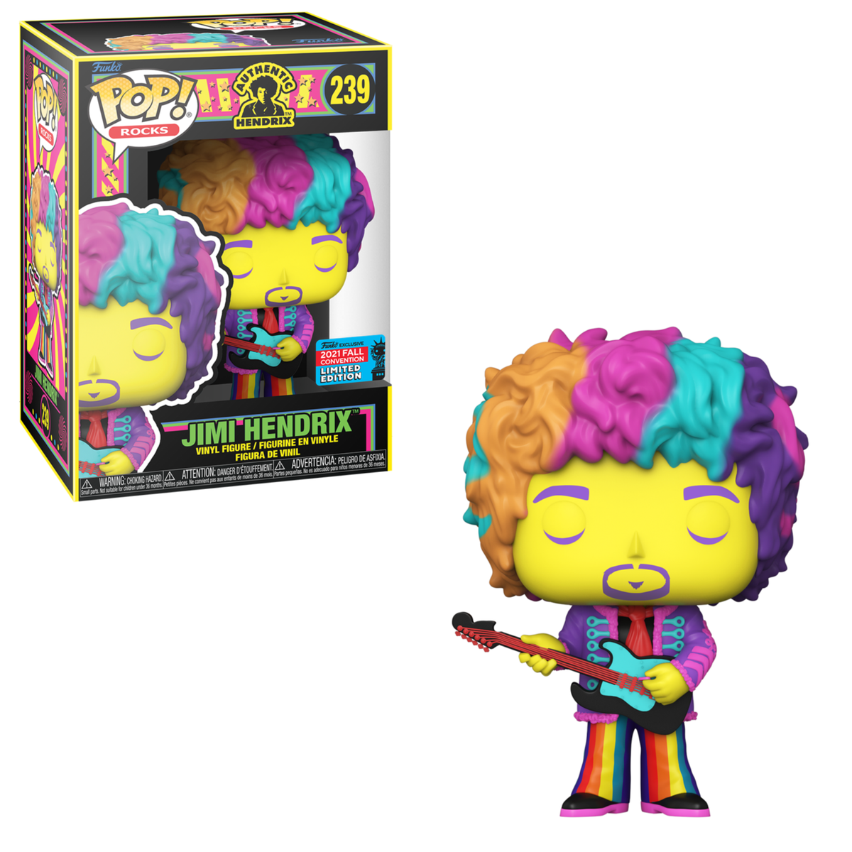 Funko POP! Rocks Jimi Hendrix Black Light 2021 Fall Convention