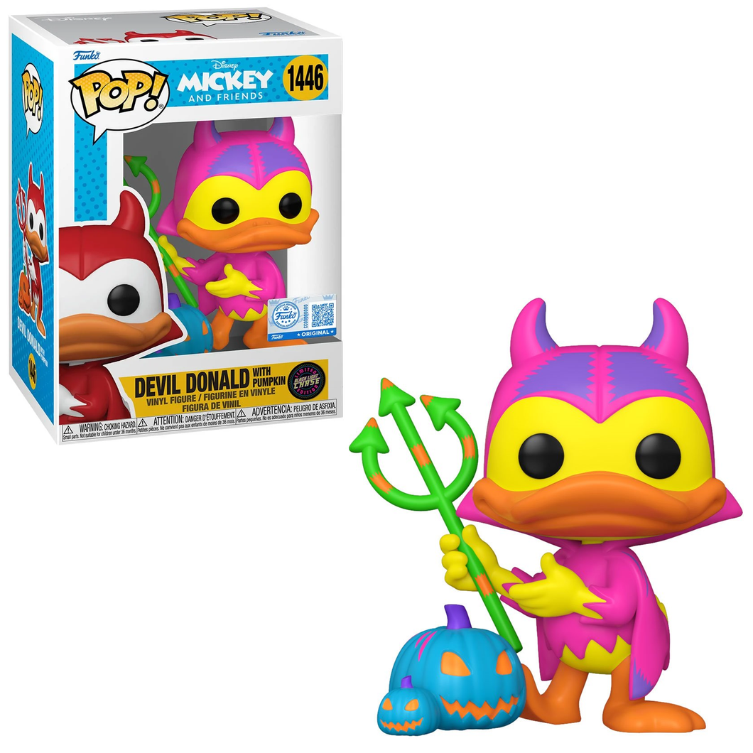 Funko POP! Disney Mickey and Friends Devil Donald with Pumpkin Specialty Series Black Light Chase