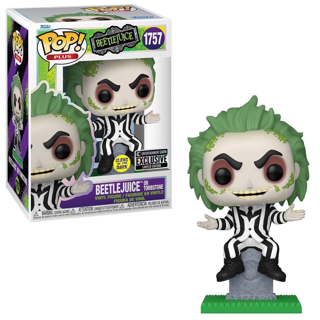 Funko POP! Plus Movies Beetlejuice on Tombstone Glow EE Entertainment Earth Exclusive