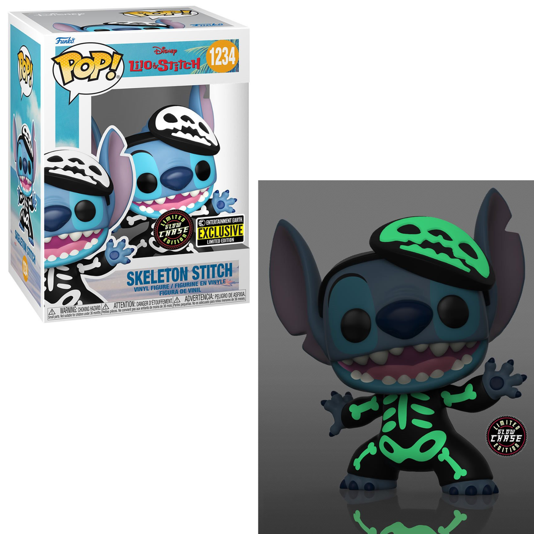 Funko POP! Disney Lilo & Stitch Skeleton Stitch EE Entertainment Earth Exclusive Glow Chase