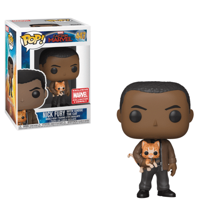 Funko POP! Marvel Captain Marvel Nick Fury with Goose the Cat Collector Corps Exclusive