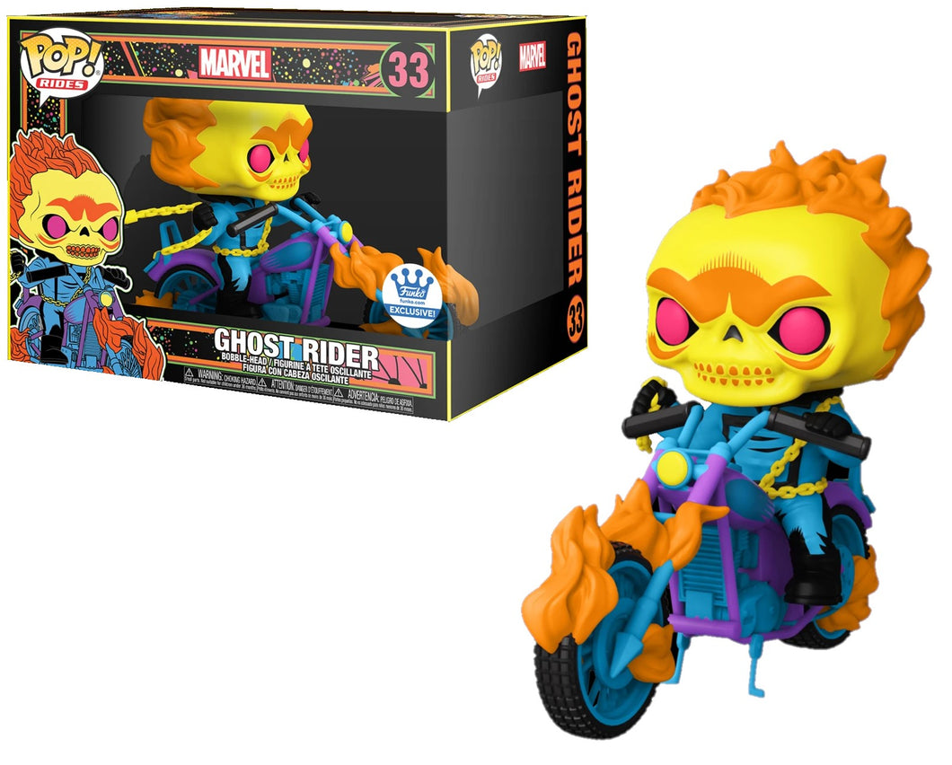 Funko POP! Rides Marvel Ghost Rider on Motorcycle Black Light Funko Shop Exclusive