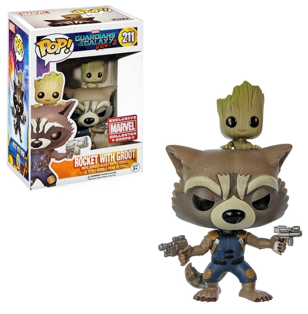 Funko POP! Marvel Guardians of the Galaxy Vol. 2 Rocket with Groot Collector Corps Exclusive