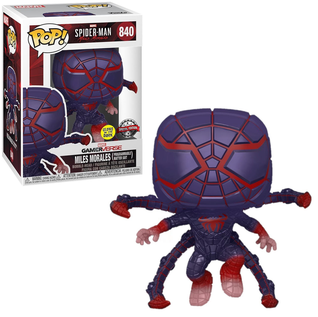Funko POP! Marvel Spider-Man Miles Morales Programmable Matter Suit Jumping Glow in the Dark Exclusive