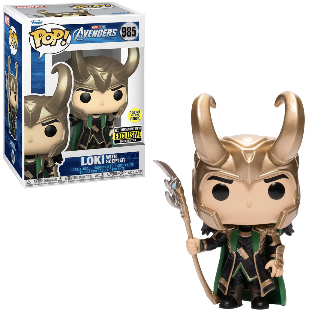 Funko POP! Marvel Avengers Loki with Scepter Glow Entertainment Earth EE Exclusive