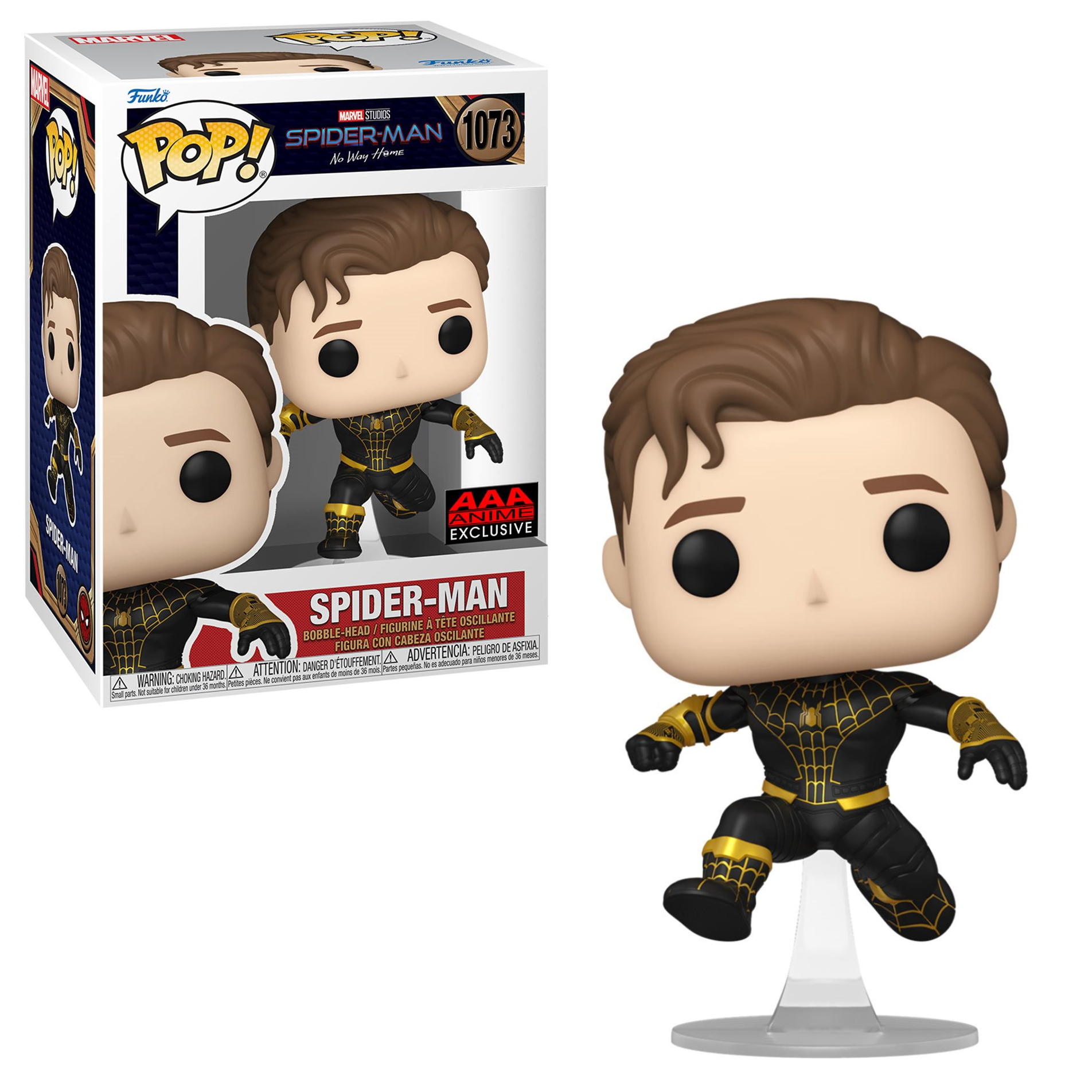 Funko POP Marvel Spider Man No Way Home Black Suit Unmasked AAA Anime BigToes Collectibles