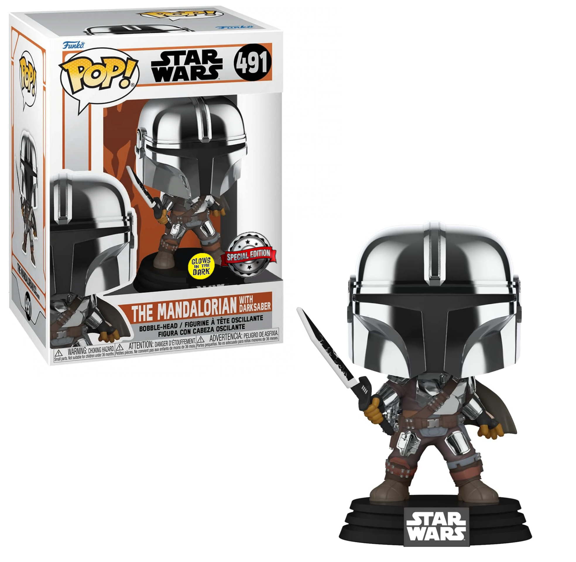 Funko POP! Star Wars The Mandalorian with Darksaber Chrome